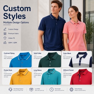 Polo unisexe personnalisé avec logo, en tissu technique premium, avec bordures contrastées, piqué vierge pour impression, uniforme d'équipe, OEM en gros - Product Image 4