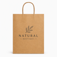 Sacs en papier kraft recyclables avec poignées, logo personnalisé, pour la vente à emporter et les courses