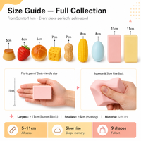 Ensemble de jouets anti-stress souples en forme d'aliments, en matériau TPR, à remontée lente, à presser, motifs beurre, fromage, fraise, maïs, pour garçons