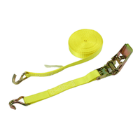 Sangle à cliquet rétractable Tianma certifiée CE en polyester avec double crochet en J pour plateau de camion, facteur de sécurité 2:1, 25 mm, 1 m, capacité 800 kg