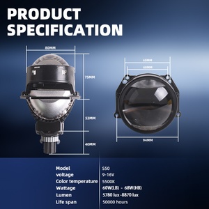 Sanvi S50 Lentille de projecteur Bi-LED 3,0 pouces avec DRL et clignotant intégrés 6+3 puces 5500K 60W/68W 12V pour rénovation de phares automobiles - Product Image 6