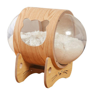 通気性のある高級ペット家具木製猫犬ベッドケージカプセルハウス屋内 - Product Image 1