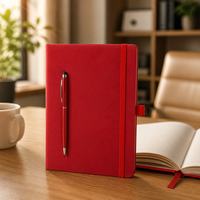 Ensemble carnet et stylo en cuir végétalien PU, couverture rigide, logo personnalisé, format A5, porte-stylo magnétique, journal, agenda, élastique, 100 feuilles