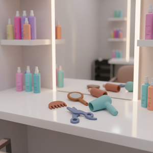 Nuevo diseño de silicona, juegos de maquillaje de <span class=keywords><strong>peluquería</strong></span>, juguetes lavables para niños, juego de simulación, espejo para niñas, secador de pelo, belleza, moda, simulación - Product Image 3