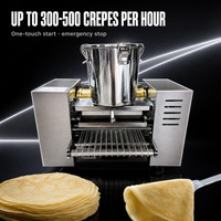 Machine à crêpes commerciale à bande transporteuse en acier inoxydable, production uniforme de 300 à 500 pièces par heure, diamètres de 4, 6, 8 et 9 pouces