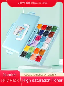Children's Painting Jelly Gouache Paint 24 Colours 30ml Junior Beginner Adult Professional Portable Paint Set