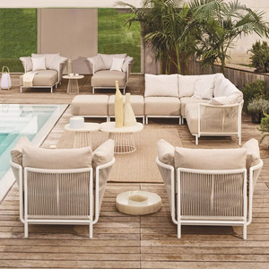 Ensemble de salon de jardin en teck pour villa, canapé d'extérieur modulable, mobilier de jardin très demandé - Product Image 3