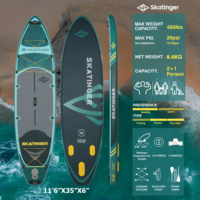 Planche de paddle gonflable large Skatinger Majestic Voyage 11'6"x35"x6" pour la famille