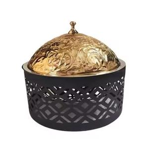 Casserole en acier inoxydable doré faite à la main avec couvercle en bois métal élégant et durable pour garder la maison au chaud pour une utilisation en cuisine - Product Image 2