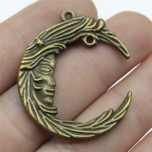 Conector de Cara de Luna Dormida 38x32mm de Aleación de Zinc Plateado Antiguo con 2 Bucles para Tejido de <span class=keywords><strong>Atrapasueños</strong></span> Celestiales - Product Image 3