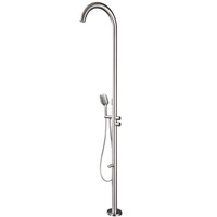 Robinet de douche autoportant apparent en nickel brossé avec mitigeur en céramique, barre coulissante en acier à poignée unique, bec de douche pluie moderne à montage au sol