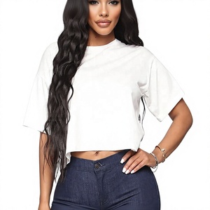 Women's Pullover Crop Top T-Shirt Short Sleeve Quick Dry Breathable 100% Cotton Loose Fit Casual - Product Image 1
