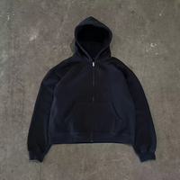 Ensemble sweat à capuche et pantalon de survêtement HG2440 personnalisé, délavé à l'acide, style zippé pour homme, col à capuche, en tissu épais délavé à la pierre