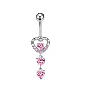 100 Tipos de Anillos de Ombligo de CZ Rosa en Acero Inoxidable Estilo Hot Girl Brillante Piercing Joyería para el Ombligo con Personalidad Venta al por Mayor - Product Image 3