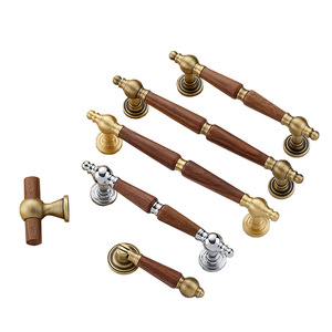 Lgedis French Style Cabinet Drawer <b>Pulls</b> Wood Brass Bar <b>Handle</b> For Furniture Cabinet <b>Doors</b> - Product Image 3