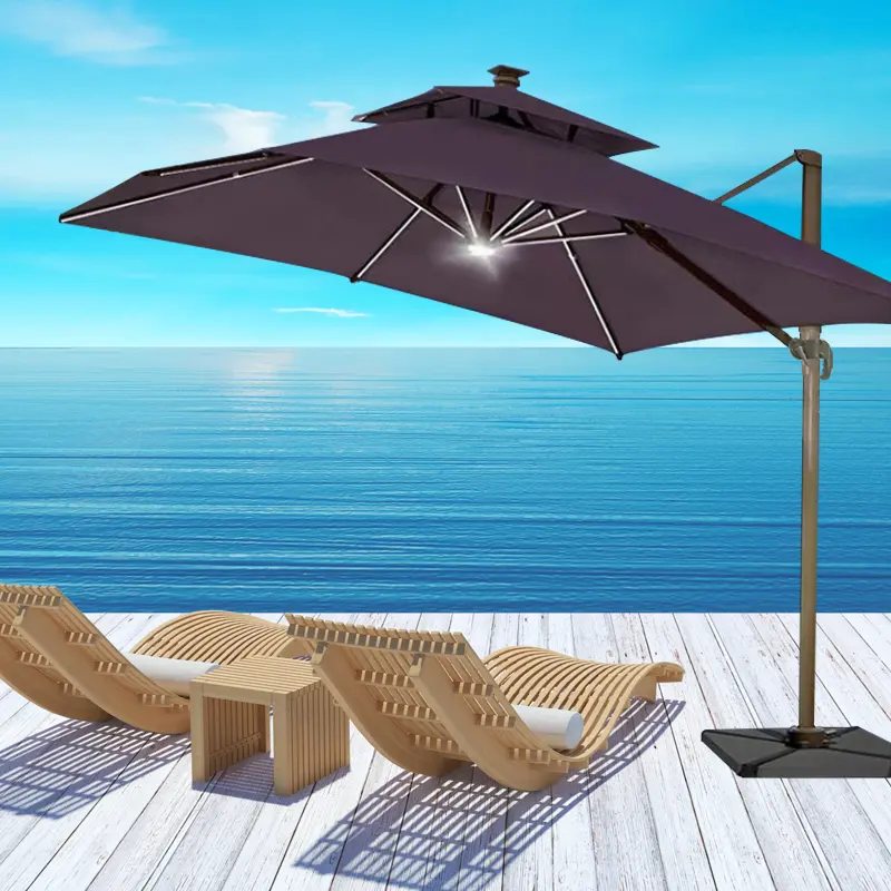 Waterproof Zonnebrandcrème Grote Parasols Outdoor Led Licht Roma Paraplu 3*3M Moderne Romeinse 4M Ronde Cantilever Paraplu