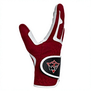 Gant de golf rouge et blanc en cuir microfibre respirant antidérapant avec fermeture auto-agrippante unisexe pour droitier - Product Image 4