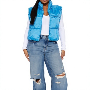 Gilet sans manches d'hiver pour femme, tricoté losanges, écologique, chauffe-corps, mode décontractée, gilet matelassé zippé, services OEM en gros - Product Image 1