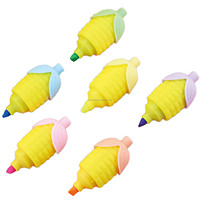 Mini surligneur en forme de maïs, 6 couleurs, stylo marqueur mignon pour enfants, ensemble de papeterie scolaire Kawaii