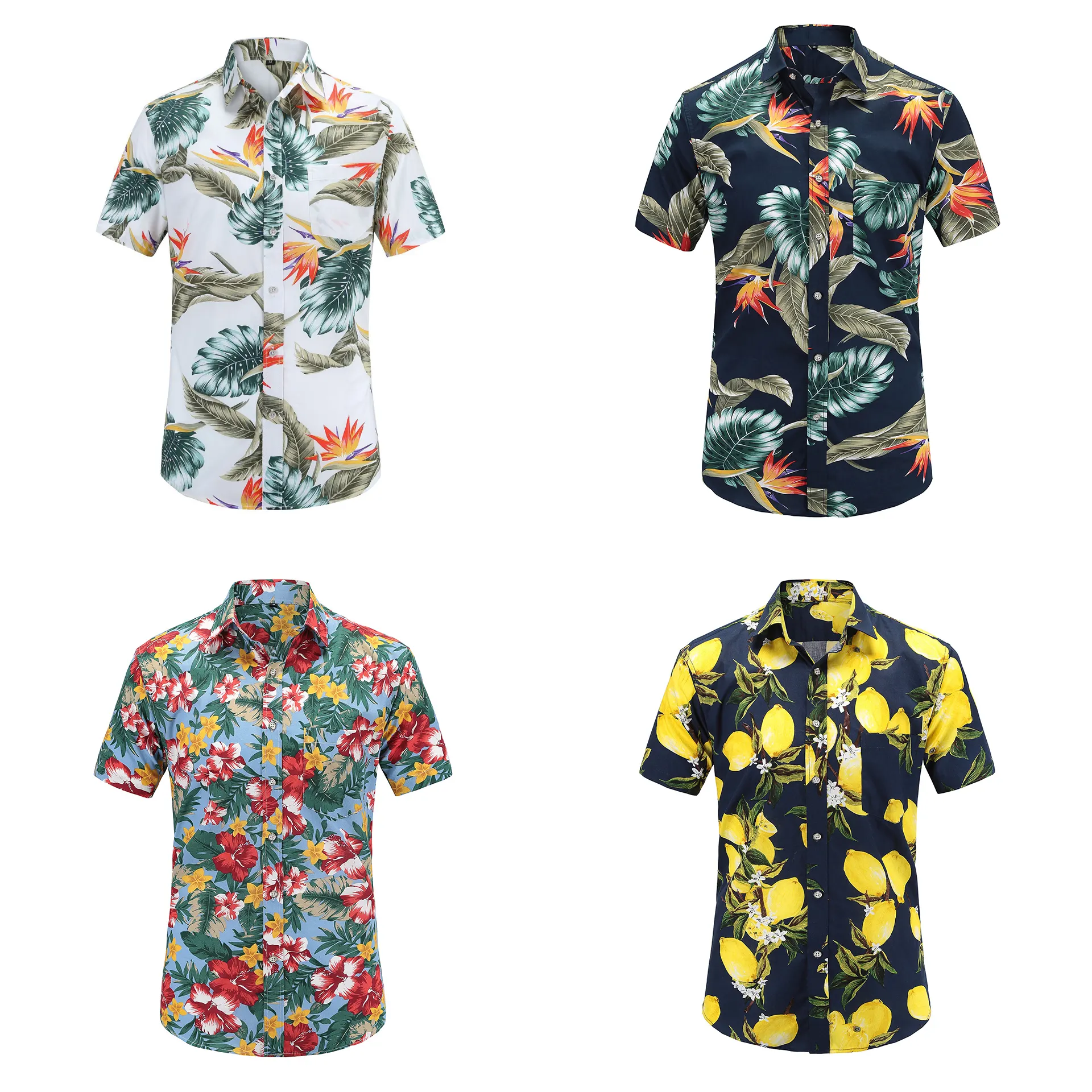 2022 summer hawaiian Vacation Short Sleeve V-neck printed Floral vacation beach shirts resort casual untuckit shirts for men