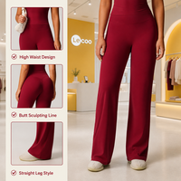 Pantalon de yoga taille haute à jambe large pour femme, sans couture avant, leggings évasés, très extensible, pour fitness, gym et entraînement, style palazzo