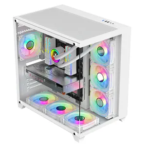 Ruix Hot Sale Hoge Kwaliteit Oem Odm Witte Desktop Atx Micro Atx Zijpanelen Gehard Glas Computerkast Gaming Pc Case Gabinete