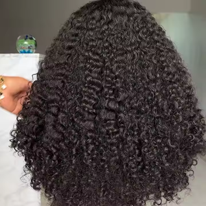 Perruque de Cheveux Humains 100% Vierges Birmans Bruts Alignés aux Cuticules, Ondulés Profonds, Longs et Bouclés, avec Lace Frontale HD - Product Image 2