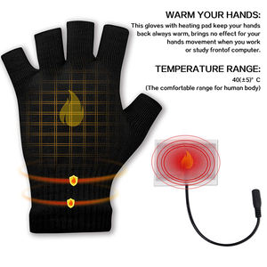 Gants à tricoter demi-doigts chauffants USB avec design lavable <span class=keywords><strong>pour</strong></span> les activités <span class=keywords><strong>de</strong></span> plein air comme le <span class=keywords><strong>ski</strong></span> <span class=keywords><strong>de</strong></span> <span class=keywords><strong>fond</strong></span> - Product Image 1