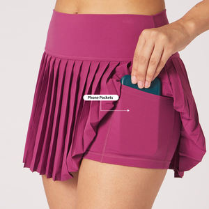 تنورة تنس سريعة الجفاف بخصر مرتفع <span class=keywords><strong>2</strong></span> في 1 مع بطانة مرنة وجيوب مطوية من السباندكس/النايلون لليوغا والجولف - Product Image 1