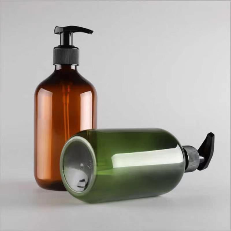 Glass Bottles with Stainless Steel Pump Thick Amber Glass Soap Dispenser