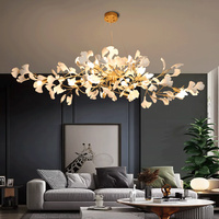 Grand lustre décoratif en céramique, feuille d'abricot, lampe suspendue, hôtel, Villa, hall, lumières à suspension transfrontalière