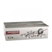 Ensemble de casseroles à induction à poignée Stay-Cool avec couvercles compatibles avec les repas de famille Batterie de cuisine à induction en acier inoxydable 12 pièces