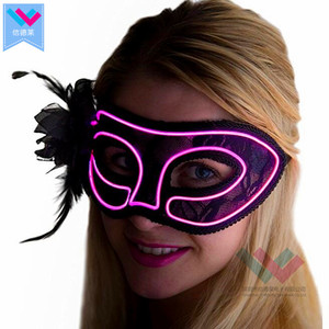 TW-M030 Black Lace EL Wire <strong>LED</strong> <strong>Mask</strong> Female Sexy Masque Props for Halloween Party Neon Glow <strong>Mask</strong> for Women and <strong>Girls</strong> - Product Image 2