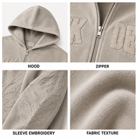 IKDEER Sweat à capuche zippé personnalisé avec broderie d'ailes, en coton épais, pour marque de streetwear, commande en gros