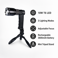 Lampe torche étanche IP54 avec LED T6, rechargeable par USB Type-C, en ABS, 1000 lumens, pour la plongée et le camping