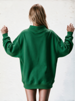 Sweat-shirt à col montant pour femme, longueur allongée, avec logo brodé personnalisé, pull décontracté pour femme