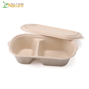 Wholesale custom biodegradable 2 compartment bagasse food container with lid - Product Image 4