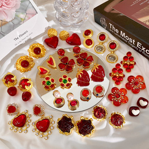 2025 nuevos pendientes de esmeralda de gama alta de alta calidad moda Vintage estilo de corte Medieval francés forma de flor exagerada - Product Image 1