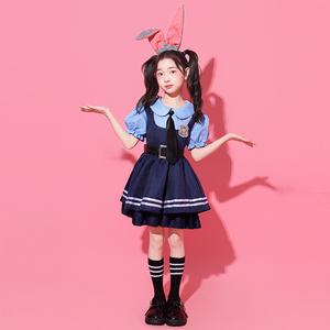 Disfraz de Conejita de Peluche para Niñas, Uniforme de Oficial de Halloween, Conjunto con Orejas, Diadema, Corbata, Insignia, <span class=keywords><strong>Cosplay</strong></span>, Fiesta, Juego de Roles - Product Image 5