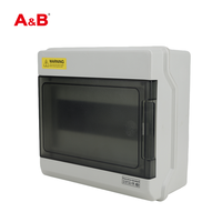 Boîtier de distribution d'alimentation A&B AB-SH9PN IP65 étanche à la poussière en ABS, 12 voies, avec rail DIN, 450V