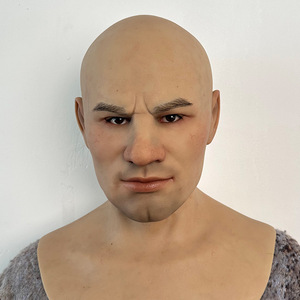 Masques en silicone haute simulation avec cheveux, peau brune foncée, masque facial réaliste en silicone, masque d'Halloween, accessoire de tête pour acteur de film - Product Image 5