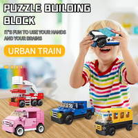 WOMA TOYS C0328 Ensemble de blocs de construction personnalisables pour enfants : Bus, Véhicule, Train, Voiture, Maquettes de voitures de police urbaines, Jouets de puzzle