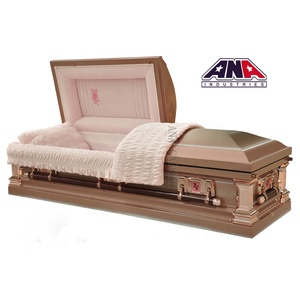 Ataúd de Acero Inoxidable con Acabado Bronce Ajustable, Estilo Americano, Terciopelo Blanco, Suministros Funerarios ANA - Product Image 5