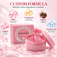 Masque pour les yeux en hydrogel rose à marque privée, patchs pour les yeux au collagène hydrolysé, acide hyaluronique, PDRN, niacinamide, raffermissant et liftant