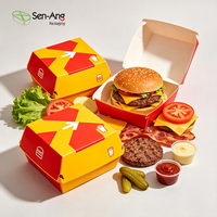 Boîte d'emballage pour hamburgers personnalisée en gros, écologique, recyclable, en papier kraft biodégradable, à emporter, OEM, imprimée, pour restaurants, vente en gros