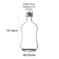 Mini Botellas de Licor Vacías Recargables con Acabado Mate para Tequila, Botella de Vino de Vidrio de 50 ml con Tapa de Rosca y Tapa de Aluminio