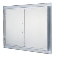 Hyxion Portes de cuisine extérieures résistantes aux intempéries en acier inoxydable 304 Double accès pour station de grillade Porte d'armoire d'îlot de barbecue