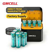 Boîte de chargeur de batterie Li-ion GMCELL 5V 2A AA & AAA USB-C 15W 8 emplacements rechargeable 1000 cycles
