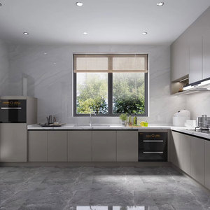 Armoires de <span class=keywords><strong>cuisine</strong></span> modernes en bois laqué <span class=keywords><strong>gris</strong></span> brillant - Product Image 6