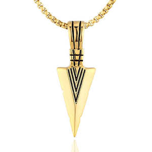 Colar Masculino com Pingente de Ponta de Lança Triangular - Pingente de Flecha de <span class=keywords><strong>Metal</strong></span> Retrô com Corrente de Aço Inoxidável - Product Image 2